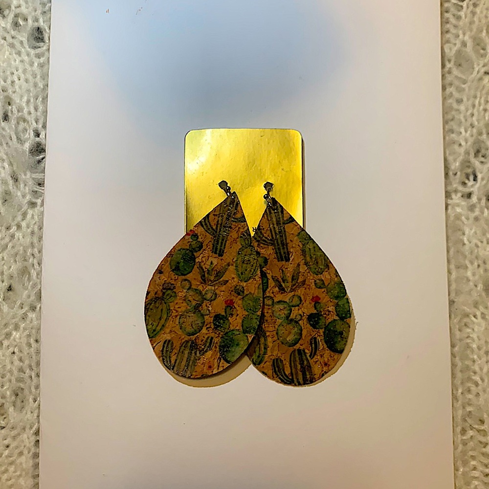 Cactus Earrings. 1.5 in. long, 1 in. wide. - Picture 1 of 3